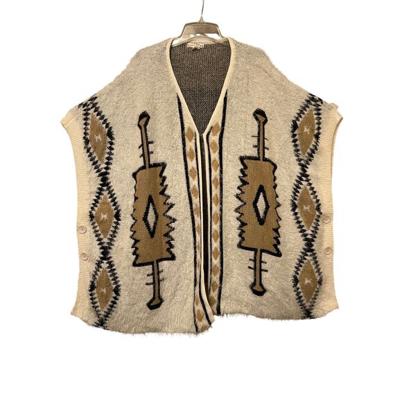 Wishlist Sweaters - Wishlist S/M Sweater Smock Aztec Soft Buttons Hook & Eye Oversized Outdoors